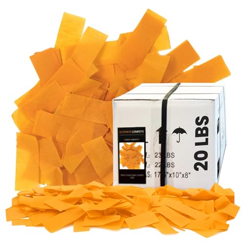 Image of Ultimate Confetti, Orange Biodegradable Confetti - Rectangular Fluttering Tissue Paper Confetti for Cannon and Launcher use - Best for Gender Reveal, Parties, Concerts and Weddings - 20 lb, 320 oz