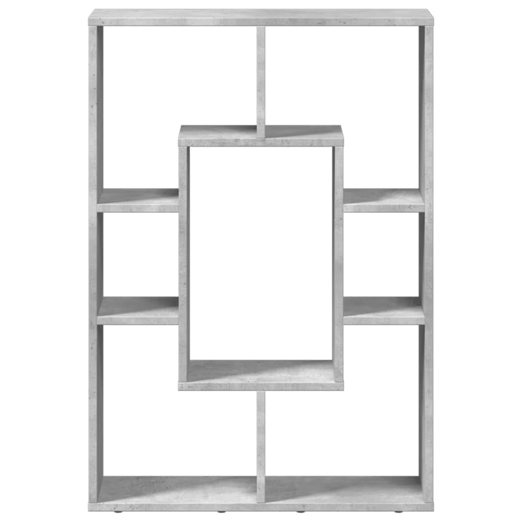 Libreria grigio cemento, 63 x 20 x 90 cm, in legno con 7 scomparti, scaffale e divisorio per soggiorno, ufficio, cameretta dei bambini, sistema di scaffali salvaspazio con spazio e funzione di