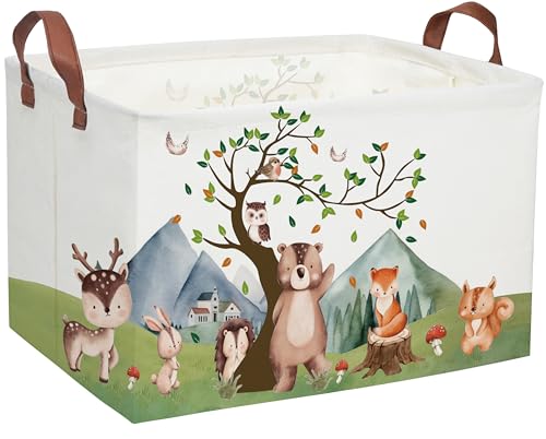DDBASKET Kids Basket Animal Baskets Cute Storage Bins Rectangular Toy Storage Bin Organizer Book Box ,Animals Room Decor(Mountain animal)