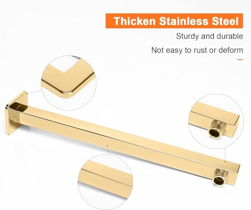 Image of TOSCH Stainless Steel 304 Rectangle Premium Shower Arm for Overhead Showers with FLANGE (21 Inches, Gold Finish) (Only Shower Arm)