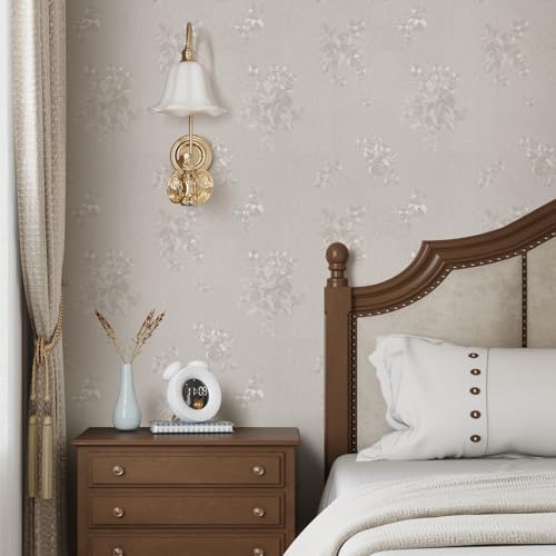 Papel tapiz autoadhesivo lavable y resistente con relieve texturizado beige 4