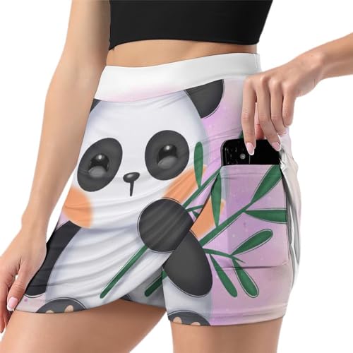 Jupe de tennis panda femme avec short intégré et poche sportive