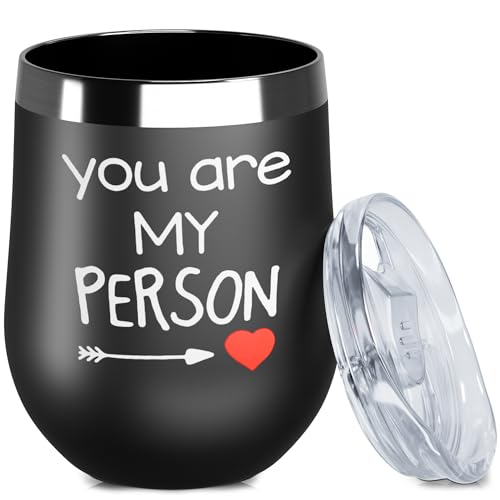 Wine Tumbler for Hot Drinks - You are My Person Wine Tumblers for Women Birthday Gifts for Women Insulated Tumblers with Lids - Best Friend Tumbler Insulated Coffee Mug Tumbler 12oz Tumbler with Lid