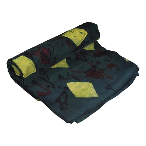 Image of Ethnics of Kutch Women's Ajrakh Modal Silk Natural Dye Hand Block Print Unstitched Kurta Fabric Mtr Length (2.5 Mtrs - Green 20101U)