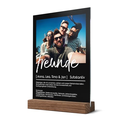 CHRISCK design Acrylglasbild Freunde Definitionen Bild mit eigenem Foto - Persönliches bester Freund Geschenk - Freundschafts Wandbild - Freundschaftsgeschenk für friends personalisiert