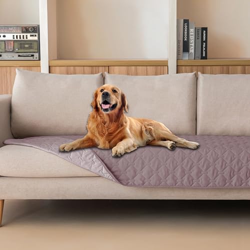 Image of gogobunny 100% Double Sided Waterproof Dog Blanket Soft Pet Bed Cover Reversible Protect Furniture Couch Sofa Car for Puppy Cat Kids (Dark Sea Fog /Light Sea Fog, 30x80 Inch (Pack of 1))