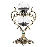 SuLiao Sanduhr 30 Minuten Sanduhr, Antik Graviert Messing Sanduhr, Rotierende Schwarze Sanduhr 30 Min, Vintage Metall Reloj De Arena, Einzigartige Glas Sanduhr für Zuhause, Schreibtisch, Büro Deko