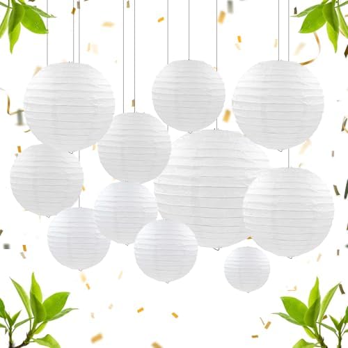 Lot de 30 Lanterne en Papier Blanc Lanternes en Papier à Suspendr...