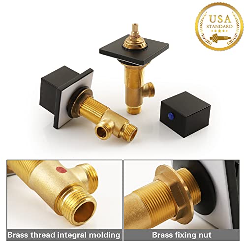 Waterfall Bathroom Faucet 3 Hole Widespread Sink Faucet Deck Mount Led Two Handle Vanity Faucet, Skowll Matte Black Finished #TOP6