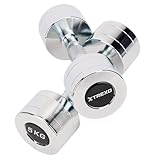 TREXO Juego de mancuernas cromadas de 2 x 5 kg, juego de mancuernas de acero con mango antideslizante, ideal para entrenamiento de fuerza, resistencia y funcionamiento, perfecto para casa y el