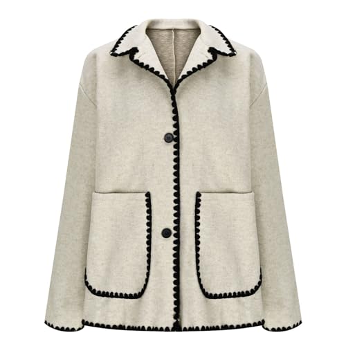 Veste en laine mélangée femme boutonnée chic et décontractée du S au XXL