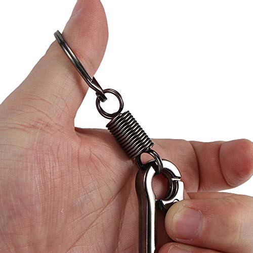 Heyous 1-Pack Retro Series Keychain Strong Metal Carabiner Shape Clip Gourd Buckle Clip Keys Holder Retractable Keyring Black #TOP5