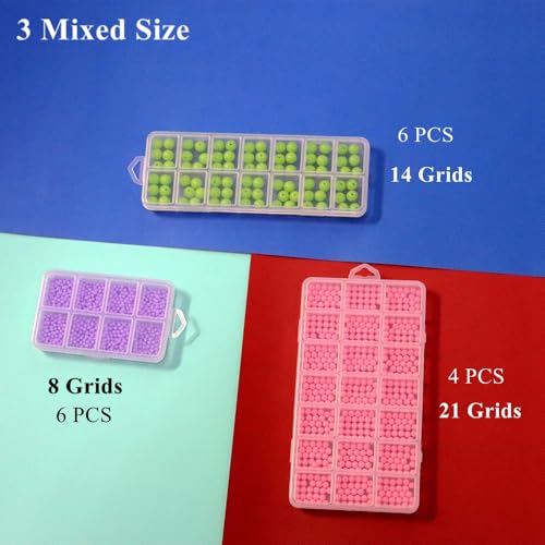 Image of 16 Pack Mixed Size Clear Shallow Plastic Storage Case Organizer Box with Compartment for Small Parts, Jewelry, Diamond, Craft Supplies, Sewing Kit
