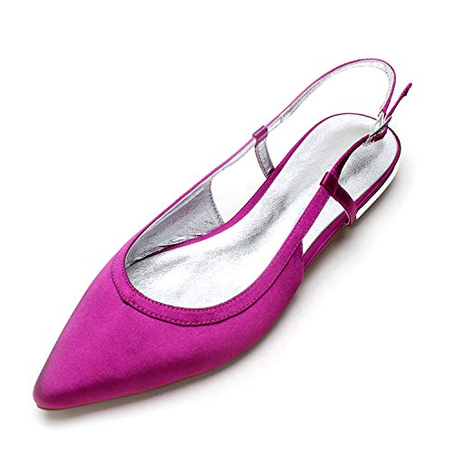 Women's Sling Backs Closed Toe Ballet Flats Pointed Toe Slip on Satin Party Evening Bridesmaid Shoes