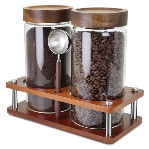 Venuekkuri Glass Coffee Storage Canisters with Shelf Set