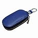 TININNA Étui en cuir véritable pour clé de voiture, étui de protection universel pour clé de voiture, multifonctionnel, avec fermeture éclair, pour homme, bleu