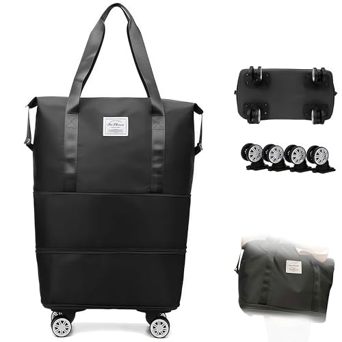 2026 New Rolling Duffle Bag with Wheels, 28-58L Expandable Foldable Duffle Bag for Travel, Wheeled Travel Duffel for Gym, Camping, Weekend Trips, Business Travel, Duffel Bag for Women & Men