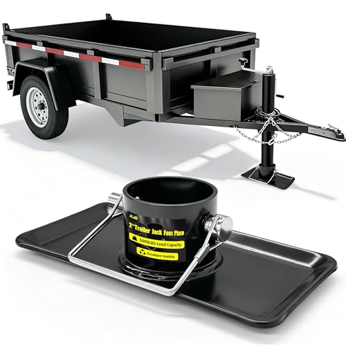 KJE 2 Trailer Jack Foot Plate with Pin Base 5000lbs Load Capacity Compatible for Boat Hitch Camper A-Frame Boat RV - Removable Trailer Jack Pad Black