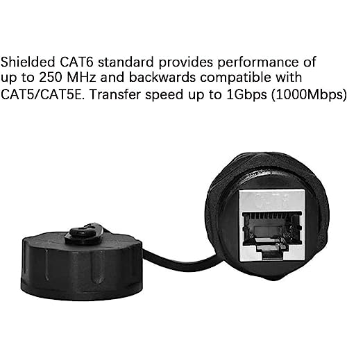 PENGLIN 5PCS Panel Mounting Shielded CAT6 RJ45 Waterproof Connector Cat5/5e/6 8P8C Ethernet LAN Cable Coupler Double Head Adapter with Waterproof/Dust Cap - Image 2