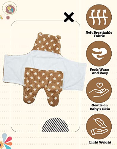 Image of New Born Multi-Purpose Baby Boy's and Baby Girl's Blanket and Sleeping Bag (Brown Star, 0-6 Months)