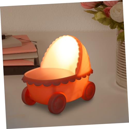 Lámpara de mesa de noche con forma de cochecito rosa miniatura 5