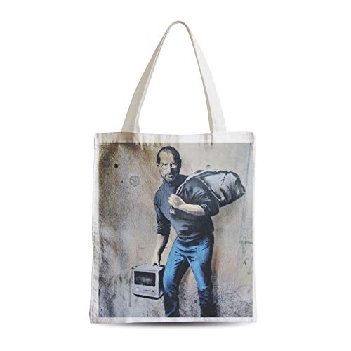 French Unicorn Tote bag Shopping Banksy Artiste Steve Jobs Apple Migrant Refugie Art Tag Street, blanco, 38 x 42 cm