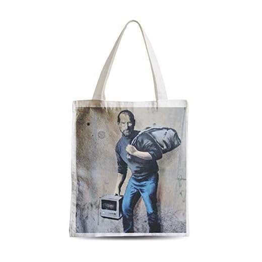 French Unicorn Tote bag Shopping Banksy Artiste Steve Jobs Apple Migrant Refugie Art Tag Street, blanco, 38 x 42 cm