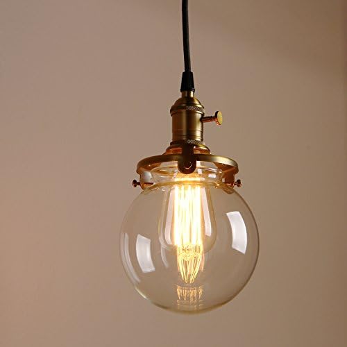 PathsOn Industrial Vintage Loft Bar Edison Ceiling Pendant Lights Fitting Chandelier Glass Globe Lampshade 3 Lights Hanging Light Fixture for Living Room Dining Room Bedroom (Antique)