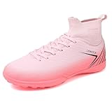 Lynvola Men's Turf Soccer Cleats for Artificial Grass Indoor & Outdoor Football Shoes Lightweight with Superior Traction TF Boots for Training & Matches Pink US 5.5