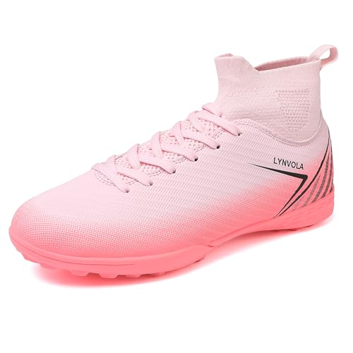 Lynvola Men's Turf Soccer Cleats, Pink, US 10.5