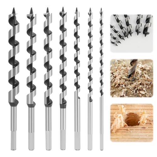 7 Pièces Mèches à Bois Hélicoïdales SDS-Plus en Acier au Carbone, Mèches Hélicoïdale, Foret à Bois Épais, Forets Spirale pour Bois Dur et Liège, Diamètres 6mm/8mm/10mm/12mm/14mm/16mm/18mm ﻿