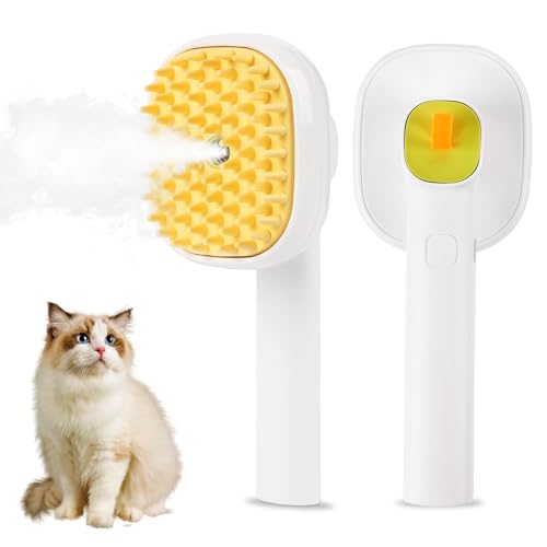 Image of 3-in-1 Cat & Dog Steam Brush - USB Rechargeable Spray Grooming Comb with Silicone Teeth - Anti-Static, Shedding Control & Massaging for All Hair Types Long /Short Hair Pets (Green)