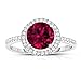 Sterling Silver Created Red Ruby with White CZ Helo Jacket Princess Diana Kate Middleton Engagement Ring - Size 6