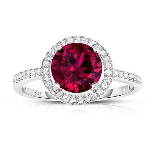 Unique Royal Jewelry Sterling Silver Created Red Ruby with White CZ Helo Jacket Princess Diana Kate Middleton Engagement Ring (10)