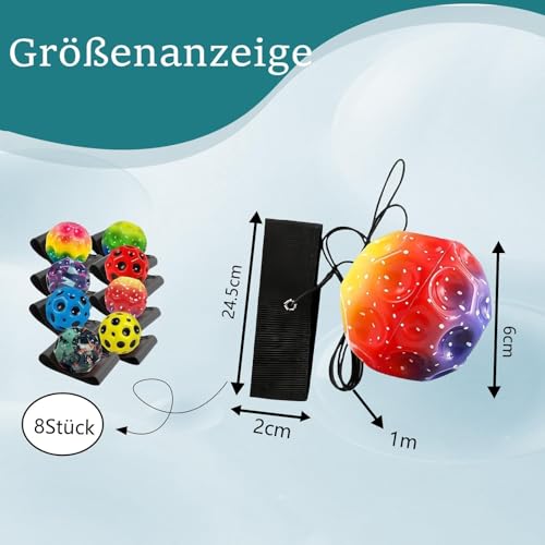 oooaooo 8 Stück Ball Mit Schnur Kinder, Bunt Bälle Bouncing Ball An Schnur, Tennisball Mit Schnur Springball Outdoor Spiele Für Kinder Für Familienspiele Spiele