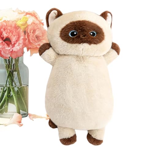 Peluche chat doudou geant 65 cm pour eliminer l'inconfort des nuits agitées sur le lit