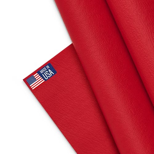 Marine Vinyl Fabric, Upholstery Faux Leather, Outdoor Boat Automotive, Diy And Crafting Pleather - 5 Yard Roll (Red)