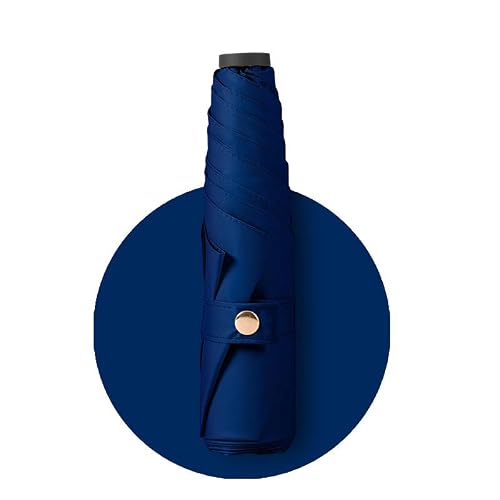 SUYGGCK Umbrella Ultralight Outdoor Portable Folding Umbrella Black Coated Sun And Rain Umbrella Unisex-Navy Blue