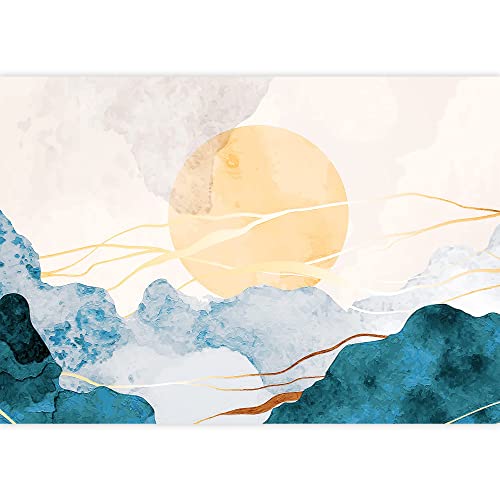 Signford Removable Wall Sticker/Wall Mural Pastel Watercolor Mountain Range Wave Sky Nature Wilderness Illustrations Modern Art Rustic Landscape Decorative For Living Room, Bedroom, Office - 100"X144" #TOP20