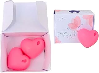 2 Corações de Sabonete Perfumado/Vai em Linda Caixinha Pronta Para Presentear. COR DO CORAÇÃO::ROSA