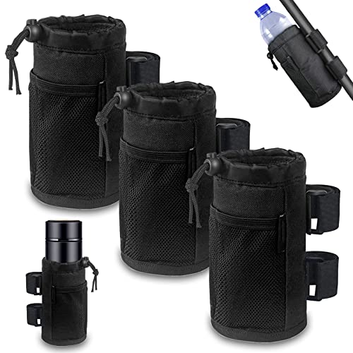Vegena Lot de 3 Porte Bouteille Velo, Porte Gourde Velo sans Vis, Porte Gourde VTT, Porte Bidon avec Poche en Filet et Fermeture à Cordon pour Buggy Fauteuils Roulants Vélos d'enfants Poussettes
