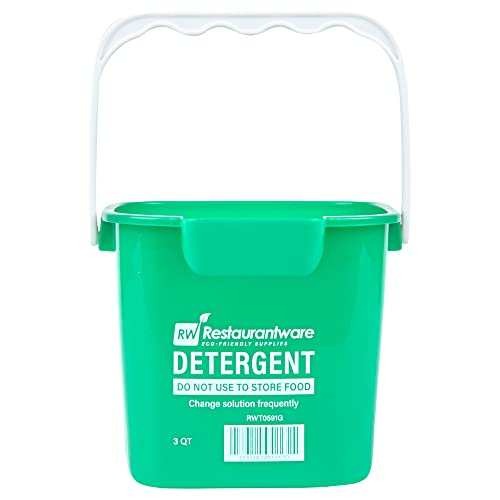 Restaurantware Clean 3 Quart Cleaning Buckets, 10 Detergent Square Buckets - With Measurements, Built-In Spout & Handle, Green Plastic Utility Buckets, For Home Or Commercial Use #TOP1
