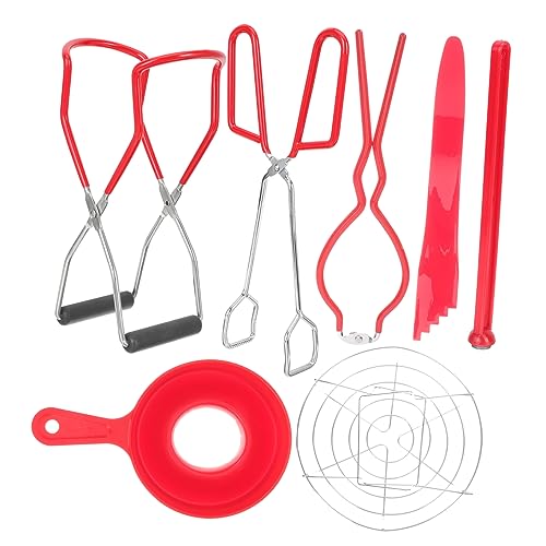 OUNONA 1 Juego Juego De Utensilios De Cocina Con Suministros Para El Hogar Levantador Equipo Herramientas y Suministros Para Enlatar Kit De Herramientas De Enlatado Acero Inoxidable Rojo