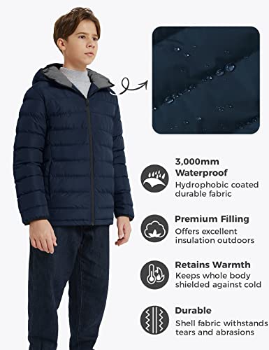 Wantdo Boy's Lightweight Puffer Jacket Packable Bubble Coat Boys' Outerwear Jackets & Coats With Hood Navy Green 8 #TOP4