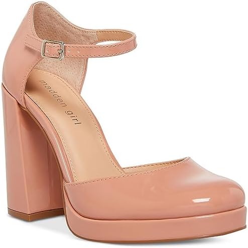 Madden Girl Womens Unaa Faux Leather Block Heels Pink 8.5 Medium (B,M) | Image 1
