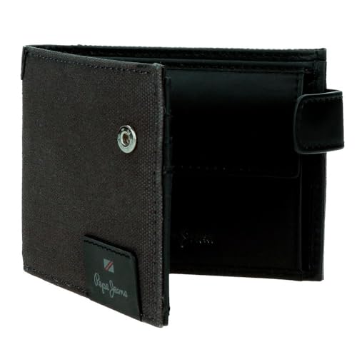 Pepe Jeans Hilltop Portafoglio Orizzontale Con Chiusura A Click Grigio 11X8,5X1 Cm Pelle By Joumma Bags, Grigio, Taglia Unica, Portafoglio Orizzontale Con Chiusura A Click - 5