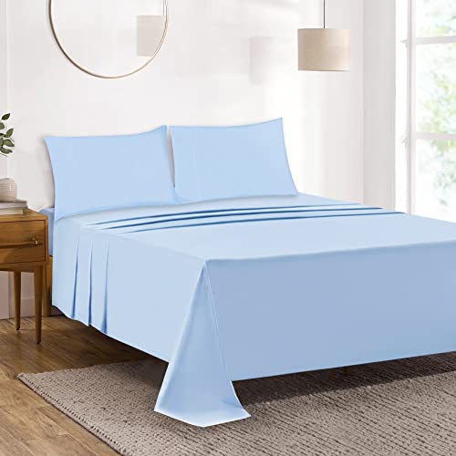 Mejoroom Full Size Sheet Sets - 15 Inches Deep Pocket Bed Sheets & Pillowcase Sets - 1800 Collection Microfiber Bed Sheet Set - Extra Soft Machine Wash,Resistant Fade Wrinkle - 4 Piece(Full,Lake Blue) #TOP1