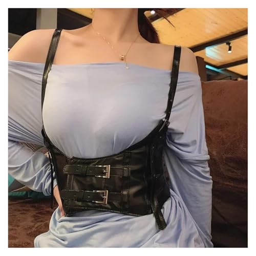 Corset Belt Women Wide Belt PU Leather Underbust Corset Crop Top Vest Waist Belt Double Buckle Cincher2
