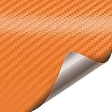 WALLMATE Carbon & Matellic Wrap Sheet Roll Film Sticker Decal Waterproof Car Styling Wrap Auto Vehicle Accessories (12' x 48 Inches, 3D Orange Carbon Wrap)