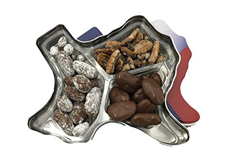 Texas Flag Pecan Gift Tin | Milk Chocolate Pecans | Chocolate Toffee Pecans | Cinnamon Pecans | 1 lb | Millican Pecan since 1888 | San Saba, Texas
